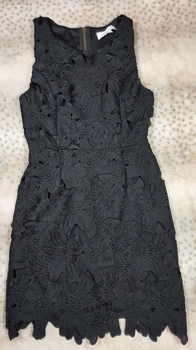 Astr The Label Black Floral Crochet Lace Cocktail Formal Dress Small